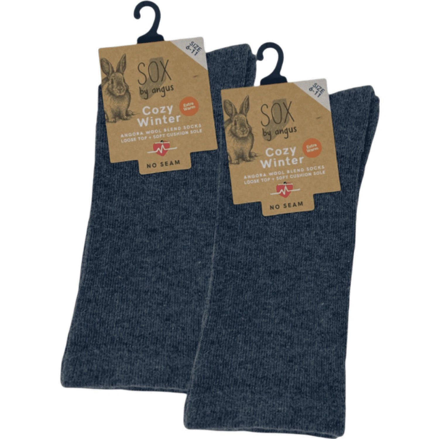 Luxurious Angora Blend Socks - Seamless Comfort, Charcoal Grey - Cozy Treat!