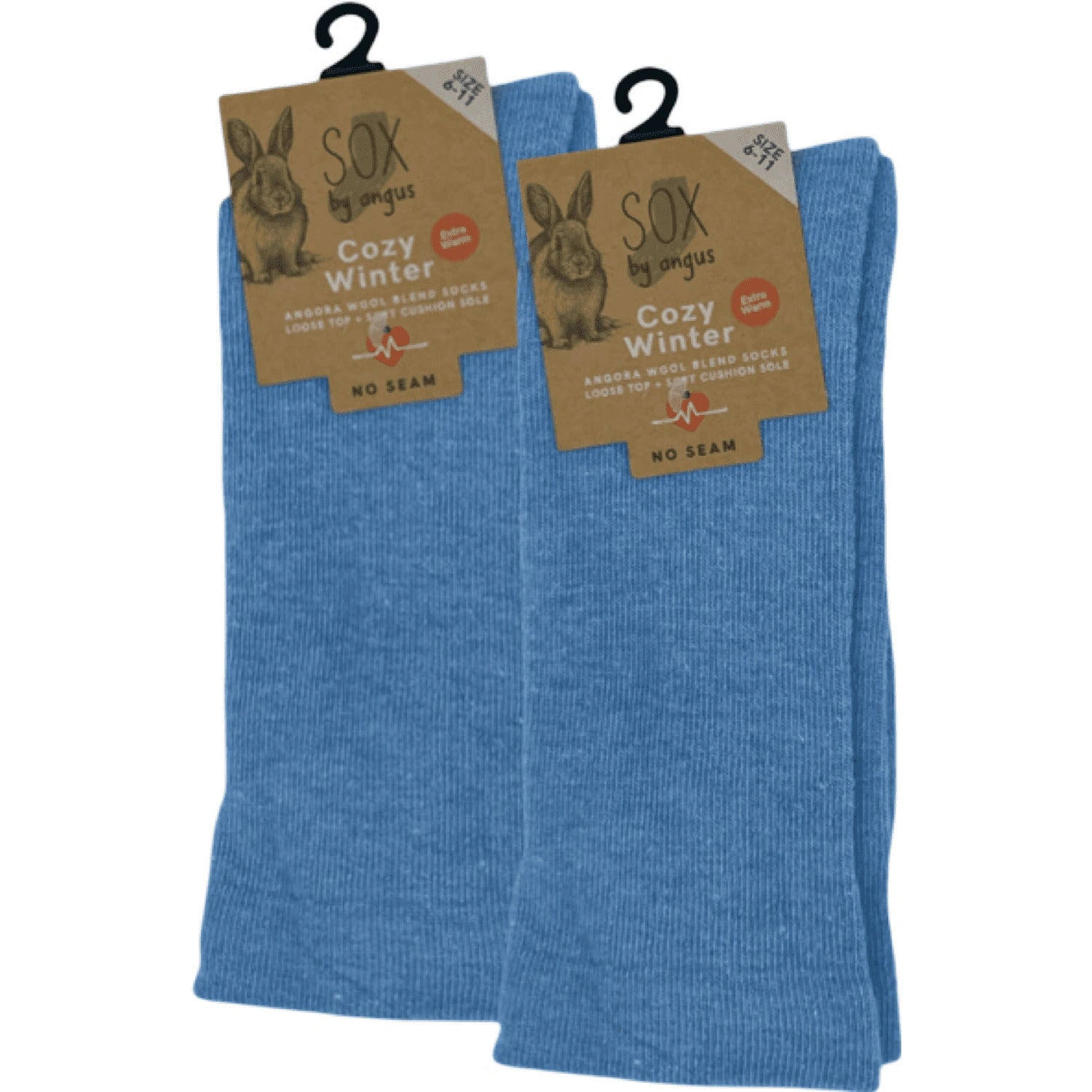 Luxurious Sky Blue Angora Blend Socks - Seamless Comfort for Your Feet.