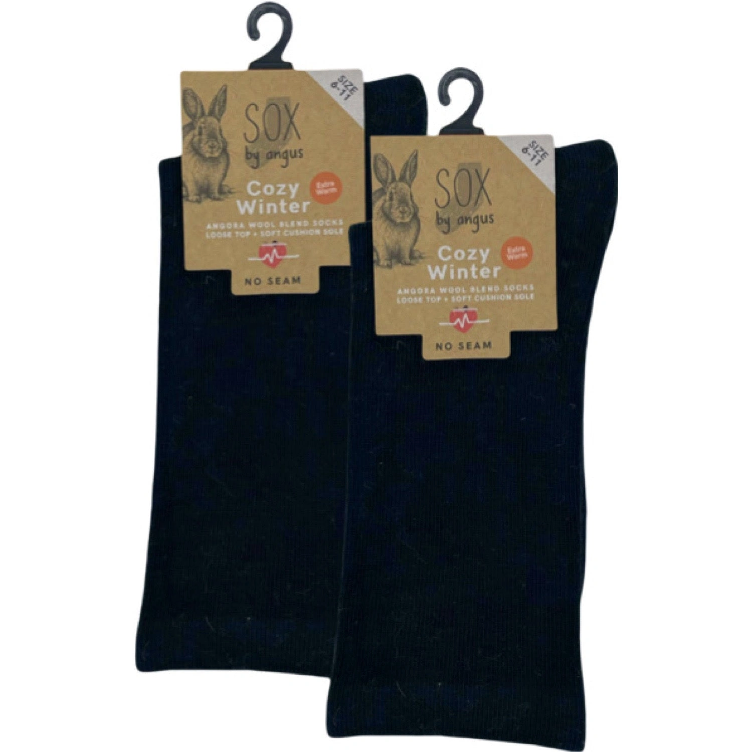 Cozy Angora Socks Zero Seams Black Bliss Ultimate Comfort